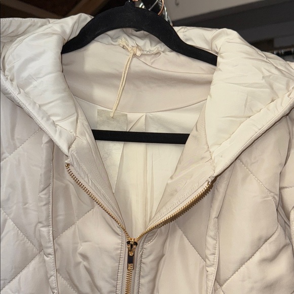 M14. NEW Mystree Women's Cream Quilted Puffer Jacket W/Pockets & Hood - Picture 10 of 12
